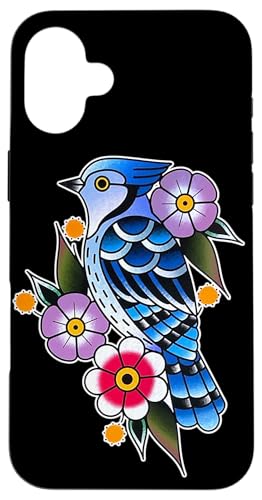 Blue Jay Bird x Flowers gfBVi ^gD[ tbV X}zP[X iPhone 16 Plus p