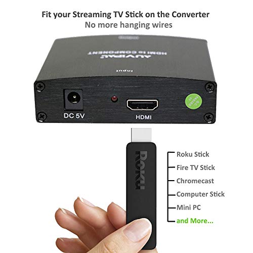 AuviPal HDMI to Component Converter, HDMI to 5RCA (YPbPr + R/L) RGB Video Audio Adapter for Fire TV Stick, Roku, Apple TV, PS3/4, Xbox, PC and More, Connect HDMI Device to Older TV