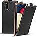 Produktbild Conie Flip Cover Hülle für Samsung Galaxy A02s, PU Ledertasche in Schwarz klappbare Handyhülle innen weich gefüttert, Galaxy A02s Hülle Schwarz