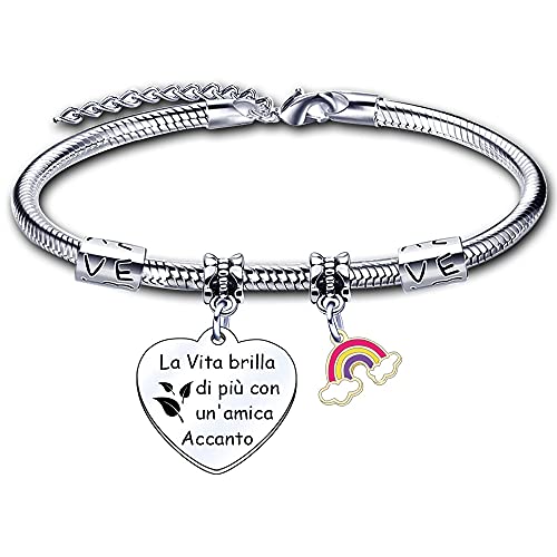 LUODAN Regalo Navidad Amistad Pulsera,Regalos Navidad Amiga Ideas Amiga Hermanas Pulsera Inspiradora Mujer Chica para La Mejor Amiga Regalo Graduación, Regalo Cumpleaños,Regalo Navidad, L, Acero