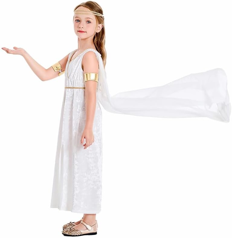 Miniatura 4 de Greek Costume Kids Greek Goddess Dress Girls Toga Costume Grecian Athena Dress White Roman Princess Outfit Dress