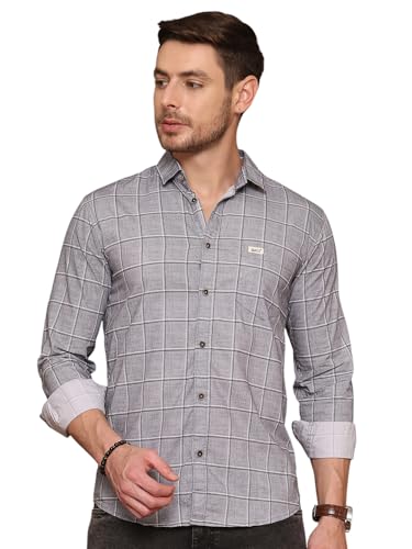 Image of Majestic Man Men Comfort Slim Fit Pure Cotton Tartan Checked Casual Shirt