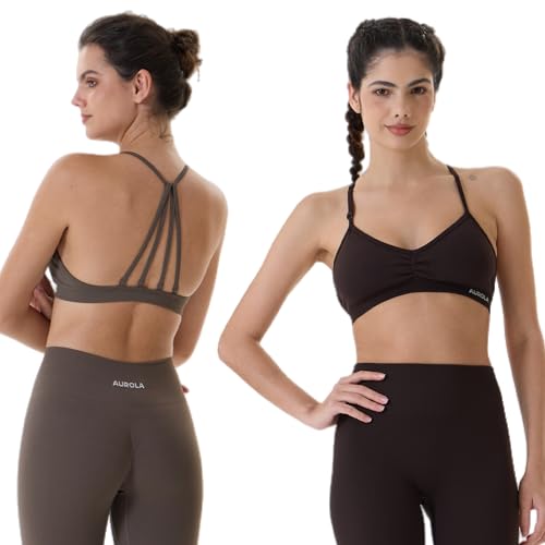 Image of AUROLA Mercury Workout Sports Bras Women Athletic Removable Padded Backless Strapy Minimal Crop Top
