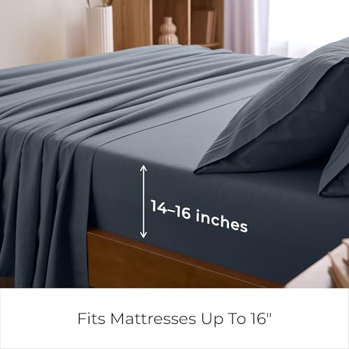 Image of Mellanni Split King Sheets Set - 5 PC Iconic Collection Bedding | Hotel Luxury, Extra Soft, Cooling Bed Sheets - Wrinkle, Fade, Stain Resistant (Split King, Mineral Gray)