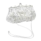 SAFIGLE 1pieza Bolsa De Fiesta Para Mujer Bordado Floral y Perlas Artificiales Clutch Vintage Hecho Mano Para Eventos Especiales y Bodas