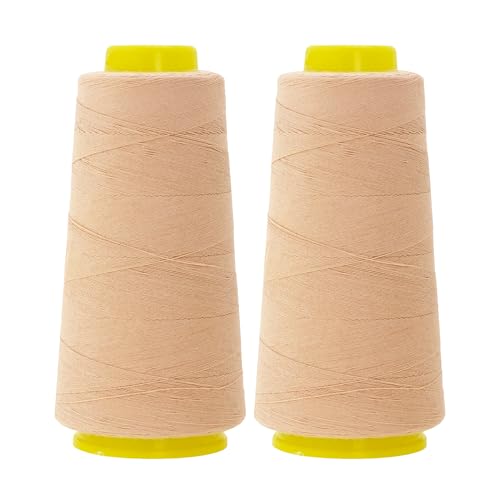 Image of Mandala Crafts Tan Mercerized Cotton Thread Cones for Sewing Quilting | 2400 Yds 50 WT, 100% Long Staple Cotton, Multipurpose, for Embroidery, Piecing, Sergers, Applique, Machine and Hand Sewing