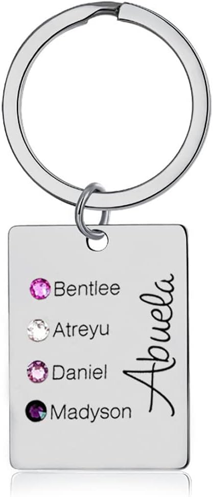 Apeso Personalized 1-5 Engraving Names with Birthstone Key Chain Gift For Monther's Day - Image 2