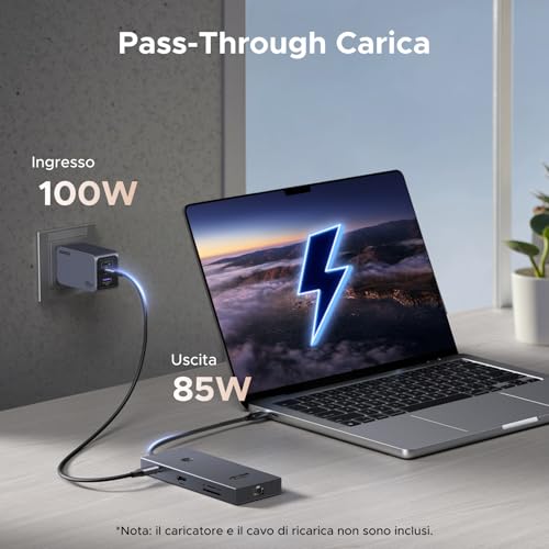 Revodok Pro 1091 10Gbps Hub USB C HDMI 4K 60Hz Ethernet Gigabit PD 100W Lettore Schede SD TF Porte Dati 2A2C Docking Station Compatibile con MacBook iPad Air Pro iPhone 17 Galaxy S25 - Hub USB - Immagine 4