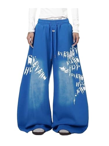 Pantalon de survêtement femme ample Y2K noir à taille élastique