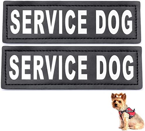 2 Pack Service Dog Patches in Training Reflective for Working Dog Vest Removable Reflective Luminous Dog Patch for Dog Harness Collar Leash Saddle Bag