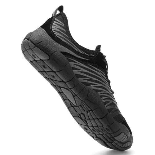 Image of UBFEN Water Shoes for Men Women Quick Dry Swim Aqua Socks | Lightweight Barefoot-style Fit, Rubber Sole, Hiking, Fishing, Kayaking, Beach, Pool, Boating, Diving And Water-to-land Wear