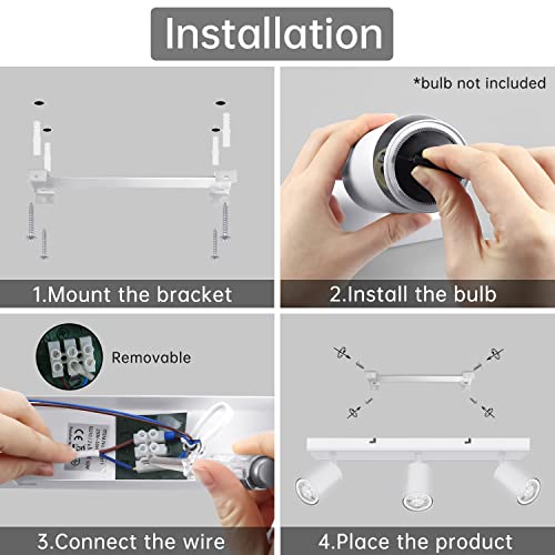 Kambo Weiß Strahler Deckenleuchte 3 Flammig LED - Schwenkbar Deckenstrahler GU10 - Modern Deckenlampe 3 Spot - Metall Wandstrahler Deckenspot Innen Wohnzimmer - Ohne Leuchtmittel