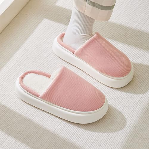 LQX Fuzzy House Slippers for Woman Men, Non-Slip Platform Slippers, Outdoor Indoor Warm Plush Bedroom Slippers Shoes4