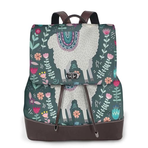Sac à dos en cuir noir pour ordinateur portable et campus style unisexe
