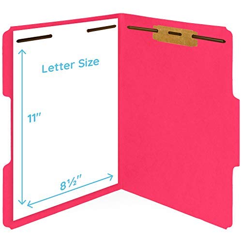 50 Assorted Color Fastener File Folders - 1/3 Cut Reinforced Tab - Durable 2 Prongs Bonded Fastener Designed To Organize Standard Medical Files, Law Client Files, Office Reports - Letter Size #TOP7
