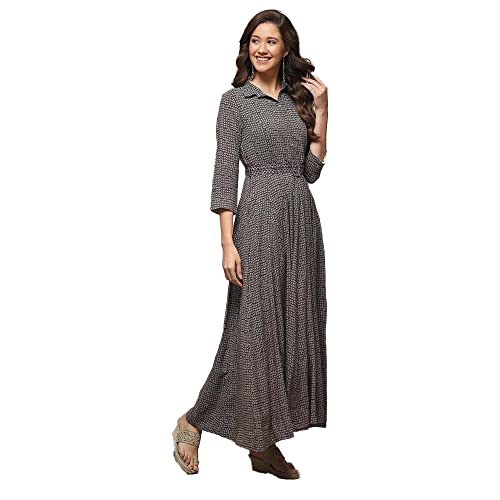 Image of BIBA Women Classic Maxi Liva Flared Printed Dress