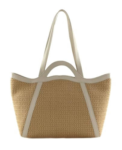 Sac à épaule Amalia Coccinelle en paille tressée et cuir naturel