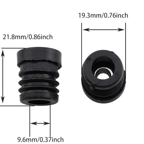 Image of TAODAN 12PCS Insert for Round Tube with M6 Thread Round Black Plastic Plug Caster Insert Chair End Cap Furniture Leg Plug for Round Tube with 19MM /0.75Inch OD