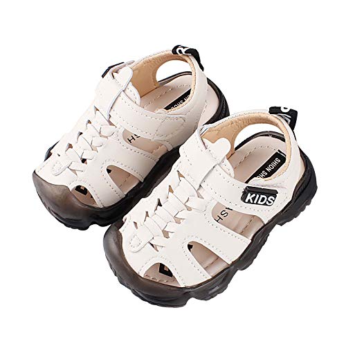 ADOSSAC Toddler Infant Boy PU Leather Soft Sole Closed Toe Summer Sandals Flat Shoes Non Slip Toddler Prewalker Crib Summer Outdoor Walking Shoes Fisherman Sandal