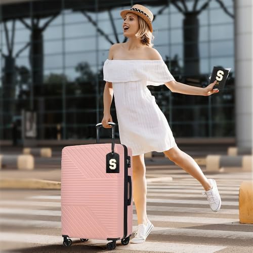Black Passport Holder for Travel Essentials for Women Initial Luggage Tags for Suitcase PU Leather Passport Cover International Travel Must Haves Passport Wallet Waterproof Case Name Tag for Luggage S