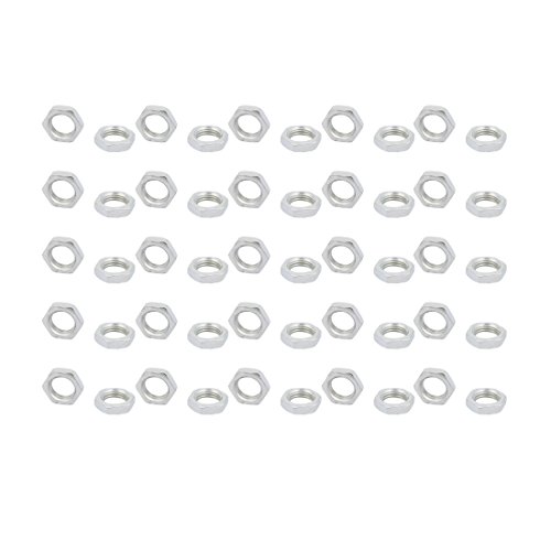 Sourcingmap 50pcs M10 x 4mm Female Thread Metal Hex Nut Screw Cap Fastener 1mm Thread Pitch, Silver