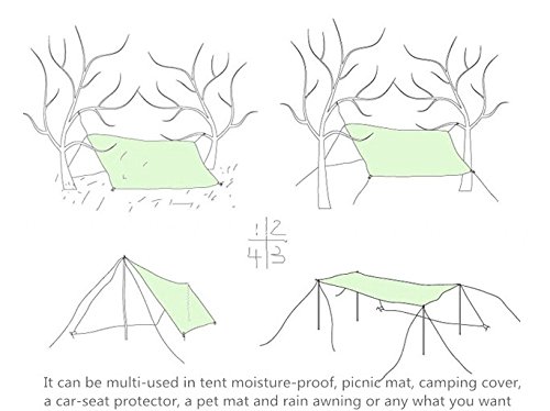 Waterproof Camping Tarp For Picnics, Tent Footprint, And Sunshade (Black-210X150Cm) #TOP5