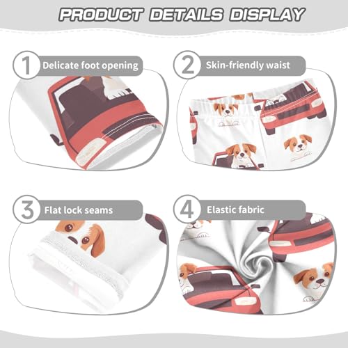 Dog in Car Girls Leggings,Workout Leggings for Girls Toddler Athletic Legging Size for 3-10T3