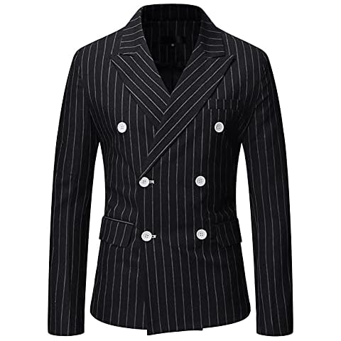Chaqueta Blazer de Rayas Cruzada para Hombre Cover