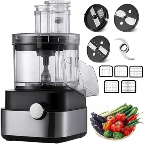 UMJIGF Commercial Food Processor Electric Vegetable Dicer Chopper 600W 5 in 1 Professional Veggie Shredder Grater Multifunctional Meat Grinder Blender with 5 Kinds of Mold,