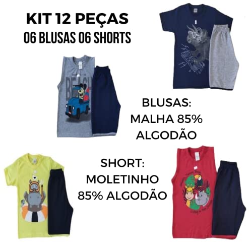 Kit 12 Peças Calor Menino Infantil e Juvenil/Conjuntos Verão (04)