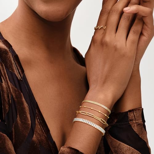 Image of MEVECCO Bracelet for Women 14K Gold Plated Dainty Chain Simple Jewelry Cute Handmade Minimalist for Her