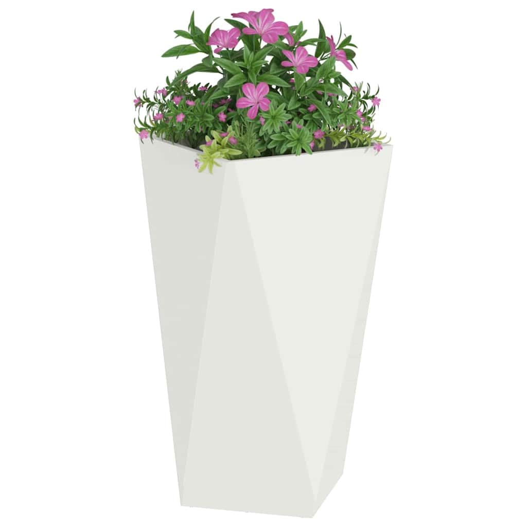 Fioriera da Esterno in Acciaio 40x40x75 cm Vaso Giardino Bianco | Contenitore per piante e arbusti decorativi, ideale per arredare il terrazzo, i sentieri del giardino o il patio.