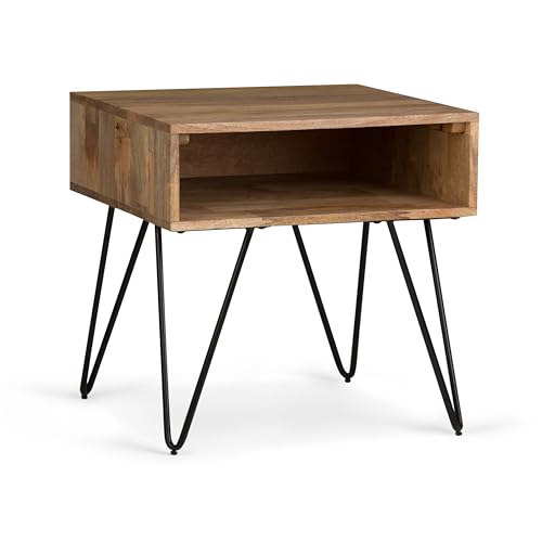 Image of SIMPLIHOME Hunter 22 inch Wide Solid Wood Square End Table in Natural