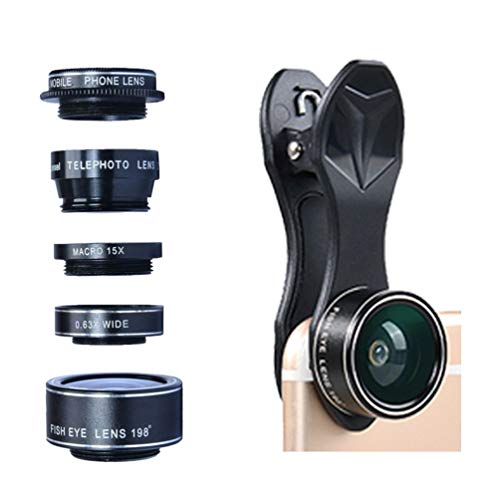 Cell Phone Camera Zoom Lens Kit - HD 5-in-1 Telephoto, Wide Angle, Fish