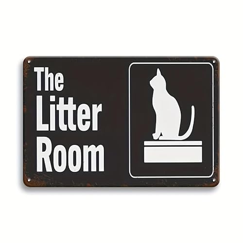 Cat Lover Tin Sign, The Litter Cat Room Vintage Signs Metal Plaque, Funny Cat Office Tin Plate, Home Cafes Office Store Pubs Club Wall Decor, Cat Pet Lovers Gifts 12x8 Inch