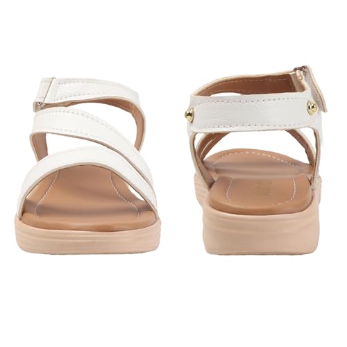 Image of Aurish Women's Flats Sandal, Flats Sandal (White, UK Footwear Size System, Adult, Women, Numeric, Medium, 6)