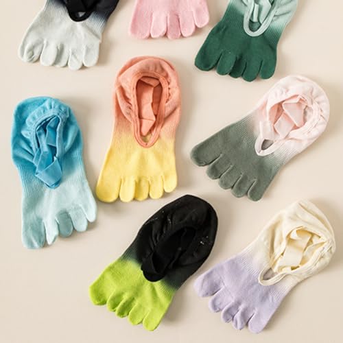 4 Pairs Women's Ombre Yoga-Toes Pilates Short Socks with Anti-Slip Grips2