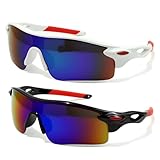 CKDSA 2 Pack Children's Cycling Polarized Sunglasses Teens UV400 Protection Fashionable Sports Glasses Eyewear Visor Wraparound for Running Cycling Baseball Golf Outdoor Lightweight Boys Girls Kids