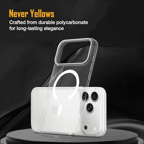 Image of Zapcase Back Case for iPhone 17 Pro Max | Slim Lifetime Anti-Yellow Crystal-Clear Cover with Elevated Camera Protection & MagSafe Compatibility | Premium German Polycarbonate | Shockproof | Clear