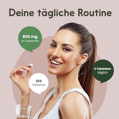 Calcium Tabletten Hochdosiert - 365 Tabletten - 800mg Calcium pro Tag - Calziumtabletten Hochdosiert - 182 Tage Vorrat - vegan und produziert in Deutschland Laborgeprüft - Verpackung kann variieren