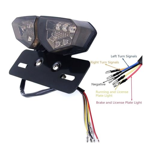 Feu arrière de moto intégré avec clignotants double œil et support
