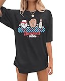 MOUSYA Baseball Mom Shirt Women Oversized Baseball Shirts Gameday Baseball Casual Short Sleeve Shirts (Apparel)