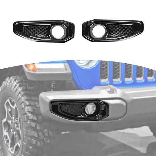 JOSHELA for Wrangler JL Front Bumper Fog Light Cover Trim for Jeep Wrangler JL JLU 2018 up for Gladiator JT 2020 up Black Exterior Accessories 2pcs