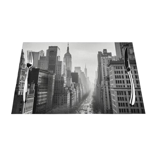 Sets de table antidérapants PVC noir et blanc lavables cuisine