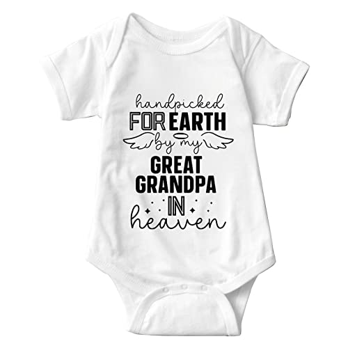 Image of listery Hand Picked For Earth By My Great Grandma And Great Grandpa In Heaven Onesie Infant RompersBaby Boys Girls Bodysuit