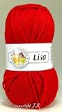  Lisa Strickgarn Schulgarn Strick-Wolle Bastelgarn 100 % Acryl - Farbe rot_12