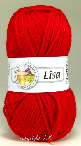 Lisa Strickgarn Schulgarn Strick-Wolle Bastelgarn 100 % Acryl - Farbe rot_12