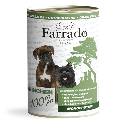 Farrado I Premium Nassfutter getreidefrei für Ihren Hund – Kaninchen 400g I hypoallergenes Hundefutter für alle ausgewachsenen Rassen