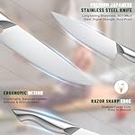 Knife Set, EWFEN 14-Piece Kitchen Knife Set with Block, German Stainless Steel Knives with Built-in Knife Sharpener, Anti-Slip Sharp Knives Set for Kitchen, Dishwasher Safe, Curved Handle - Image 5