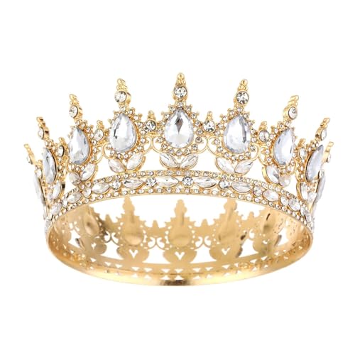 Gold Crown Gold Hair Accessories Tiara For Women and Crown Cake Topper Crystal Bridal Hair Accessories for Princess Party Birthday Costume Photo Props